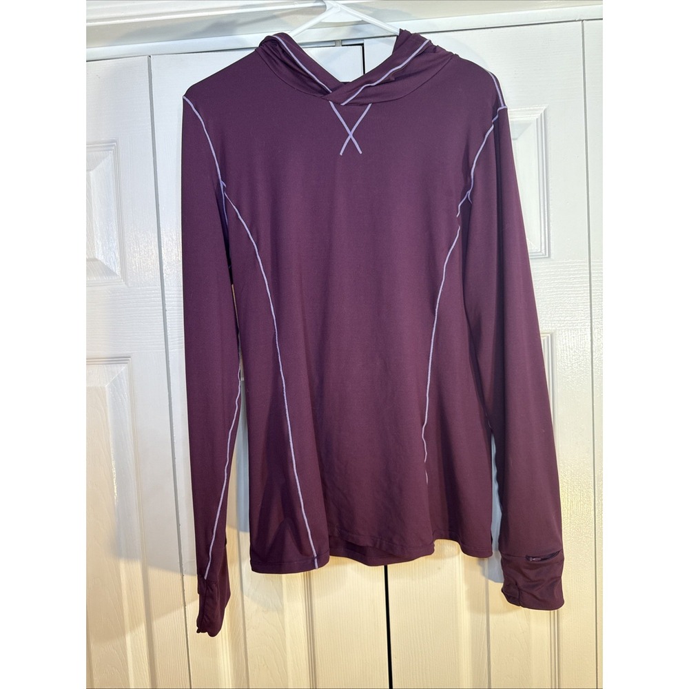 Fabletics Hooded‎ Long Sleeve Shirt Women's Size Large Thumbholes Base Layer Run
